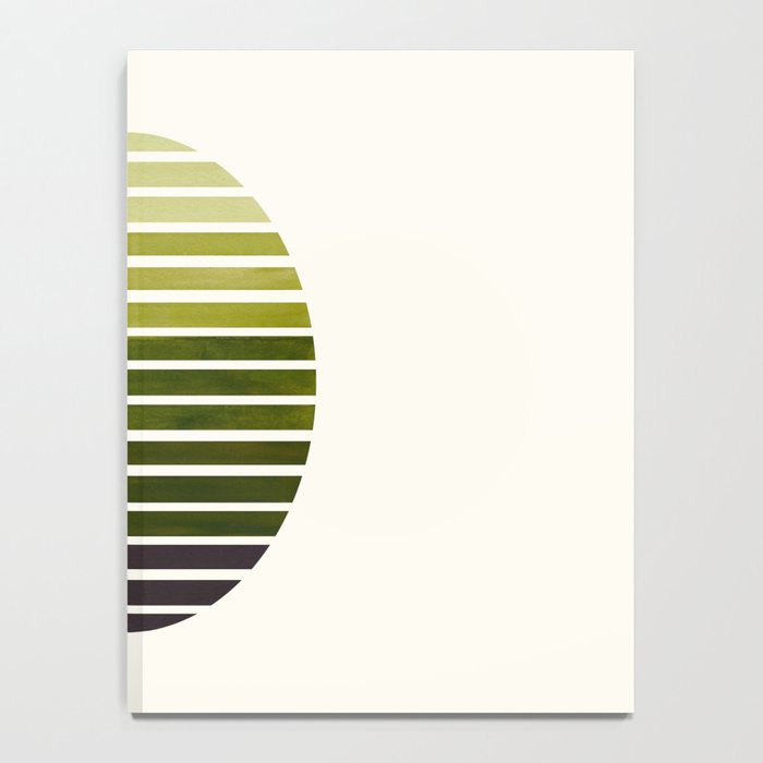 Olive Green Mid Century Modern Minimalist Scandinavian Colorful Stripes Geometric Pattern Round Circ Notebook Gallery Image 4