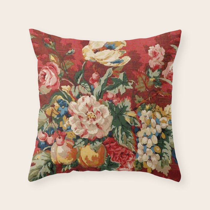 Vintage Floral Upholstery Pattern Digital Art Vector Painting Throw Pillow Gallery Image 6
