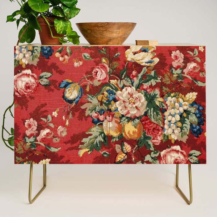 Vintage Floral Upholstery Pattern Digital Art Vector Painting Credenza Gallery Image 1