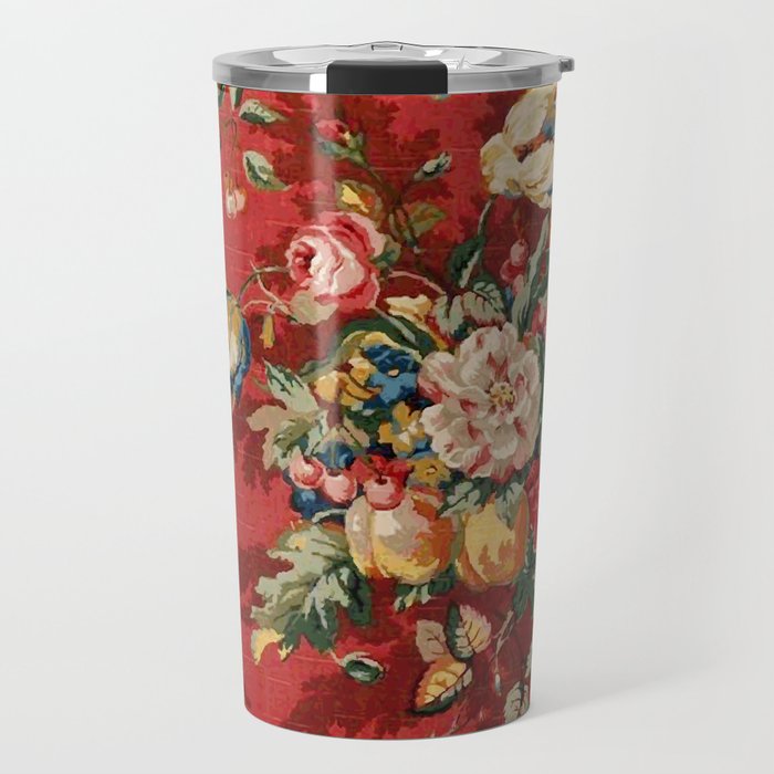 Vintage Floral Upholstery Pattern Digital Art Vector Painting Travel Mug Gallery Image 1