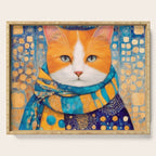 Klimt Cat with Green Eyes in the City Serving Tray Gallery Image 1