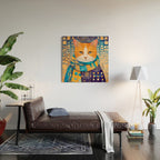 Klimt Cat with Green Eyes in the City Wood Wall Art Gallery Image 2