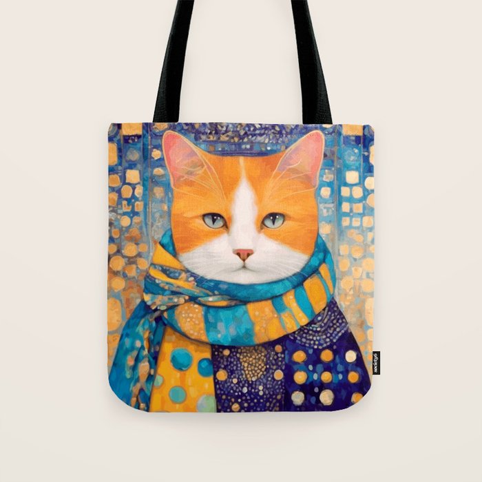 Klimt Cat with Green Eyes in the City Tote Bag Gallery Image 1