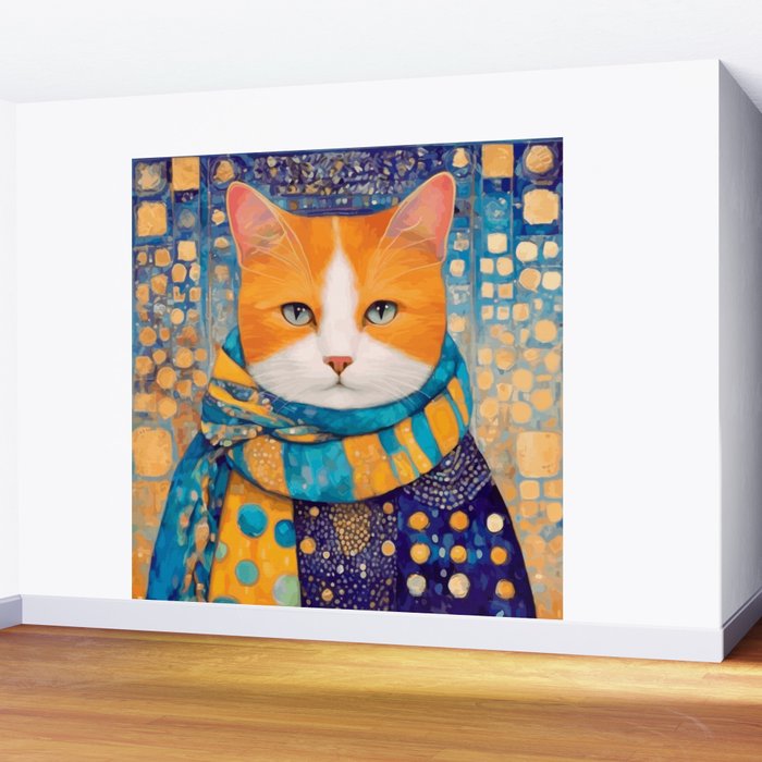 Klimt Cat with Green Eyes in the City Wall Mural Gallery Image 2