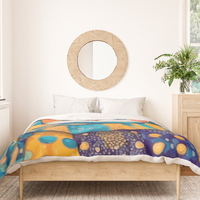 Klimt Cat with Green Eyes in the City Duvet Cover Gallery Image 3
