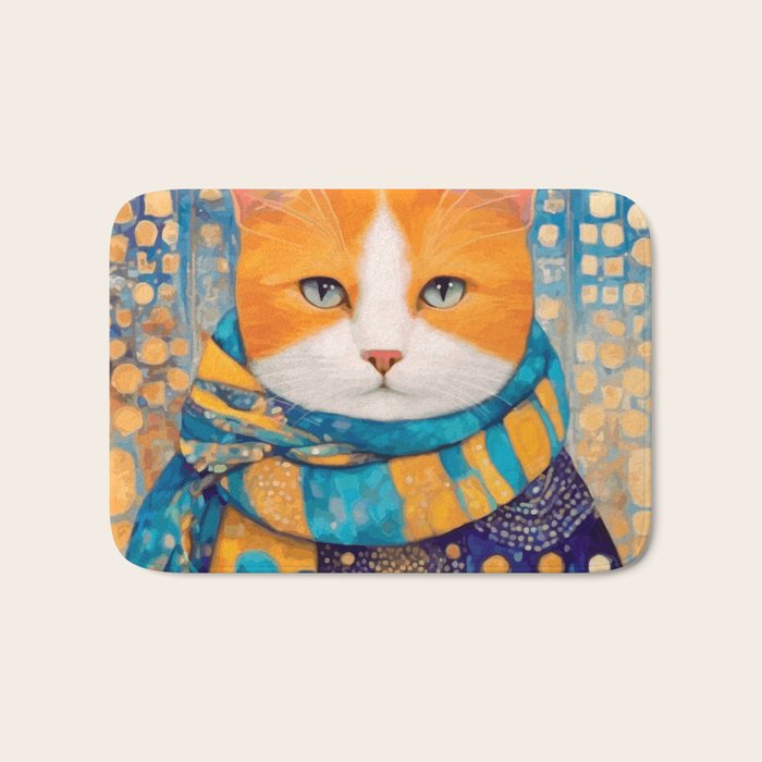 Klimt Cat with Green Eyes in the City Bath Mat Gallery Image 1