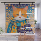 Klimt Cat with Green Eyes in the City Wall Mural Gallery Image 1