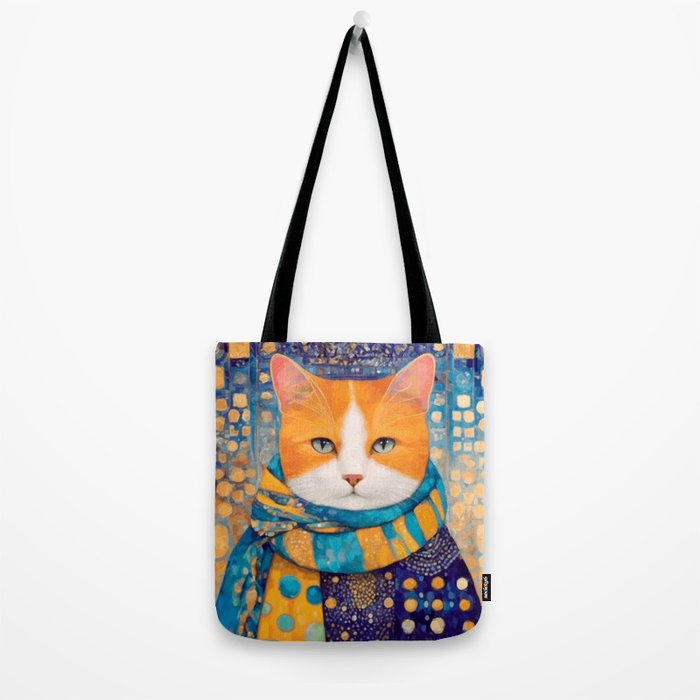 Klimt Cat with Green Eyes in the City Tote Bag Gallery Image 2