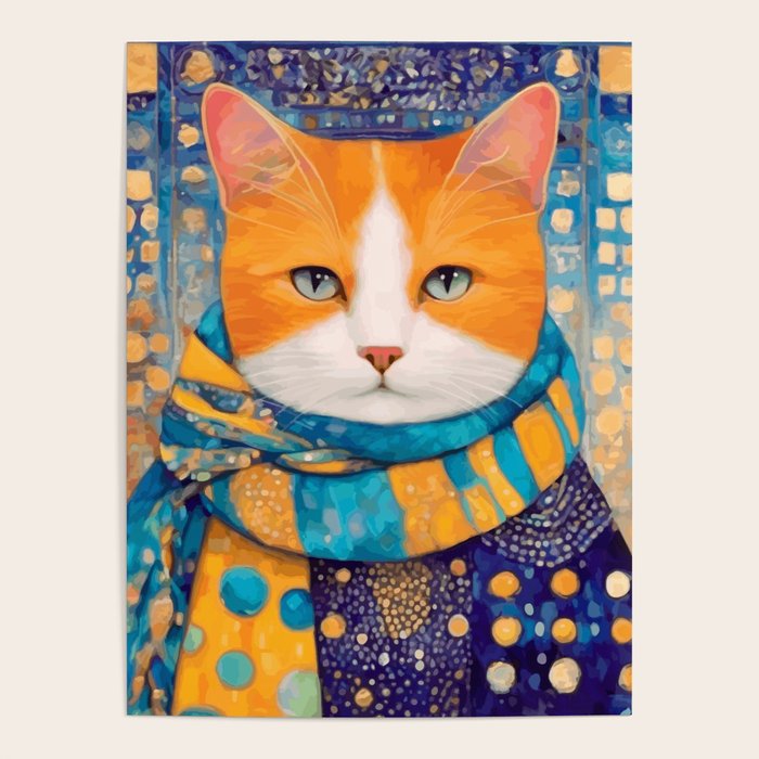 Klimt Cat with Green Eyes in the City Poster Gallery Image 1
