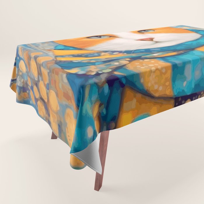 Klimt Cat with Green Eyes in the City Tablecloth Gallery Image 1