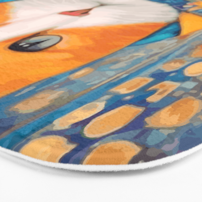 Klimt Cat with Green Eyes in the City Bath Mat Gallery Image 3