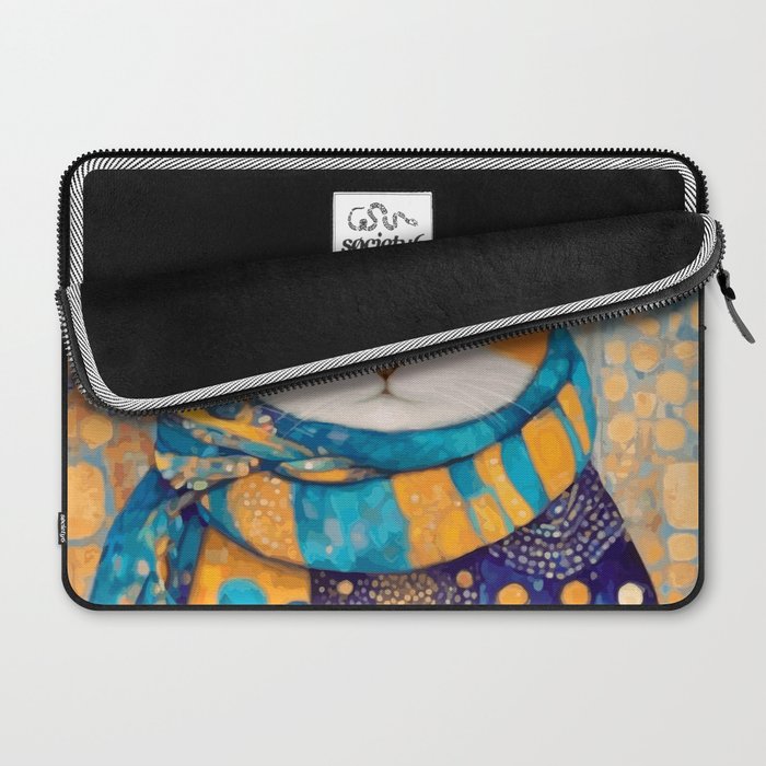 Klimt Cat with Green Eyes in the City Laptop Sleeve Gallery Image 2