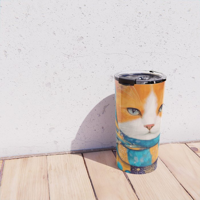 Klimt Cat with Green Eyes in the City Travel Mug Gallery Image 4