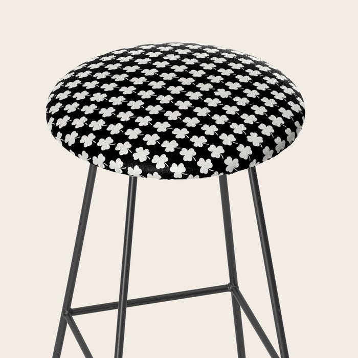 Clovers II Black and White Botanical Pattern Stool Gallery Image 2
