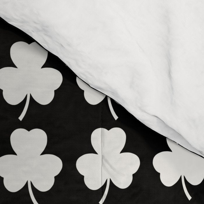 Clovers II Black and White Botanical Pattern Comforter Gallery Image 4