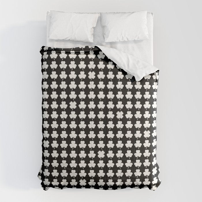 Clovers II Black and White Botanical Pattern Comforter Gallery Image 1