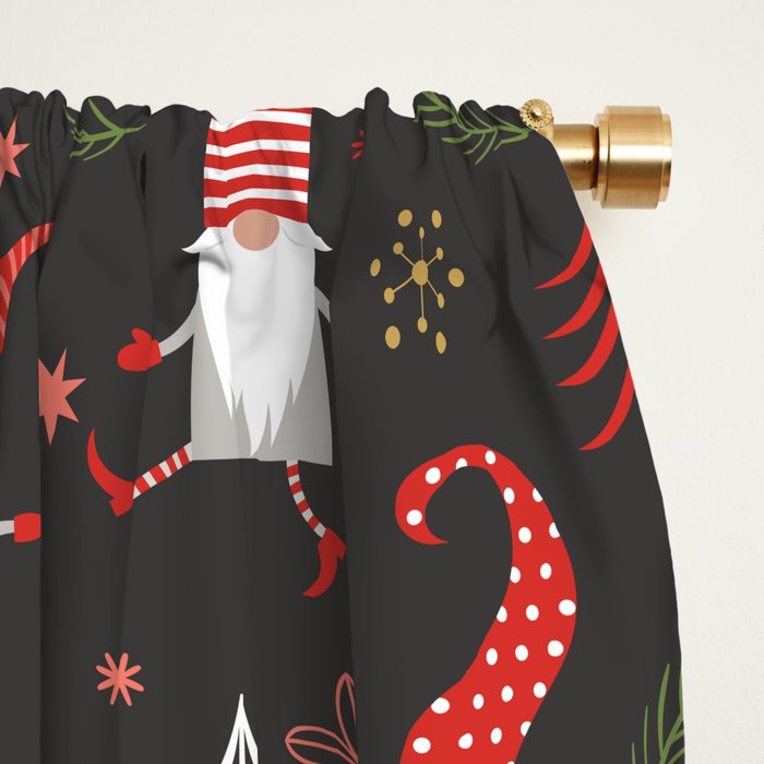Cute Christmas Elves Window Curtain Gallery Image 2