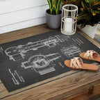 Fire Hydrant Patent - Fireman Fire House Art - Black Chalkboard Outdoor Rug Gallery Image 2