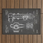 Fire Hydrant Patent - Fireman Fire House Art - Black Chalkboard Outdoor Rug Gallery Image 1