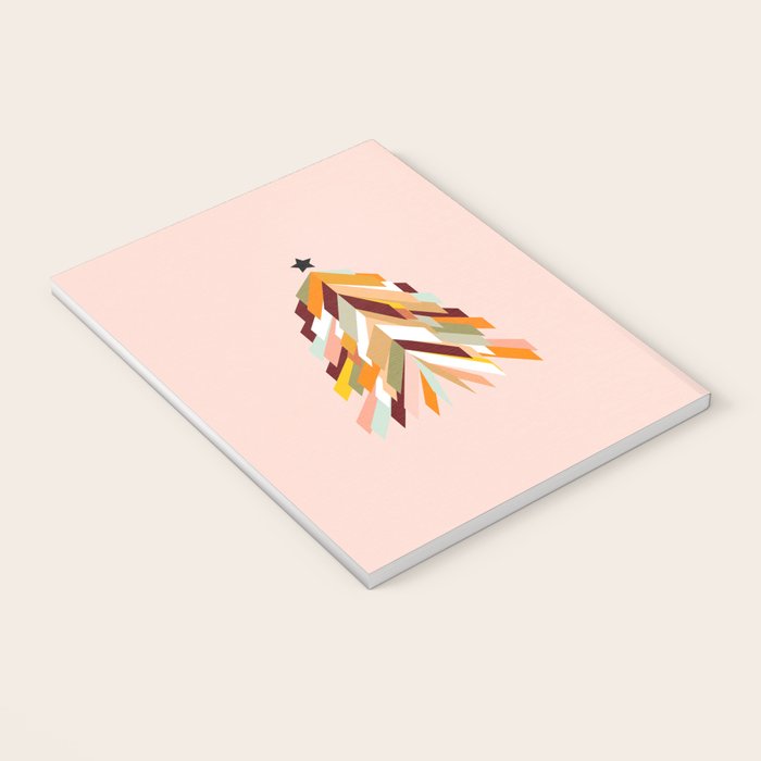 Festive Retro Christmas Tree on Peach Fuzz Notebook Gallery Image 3