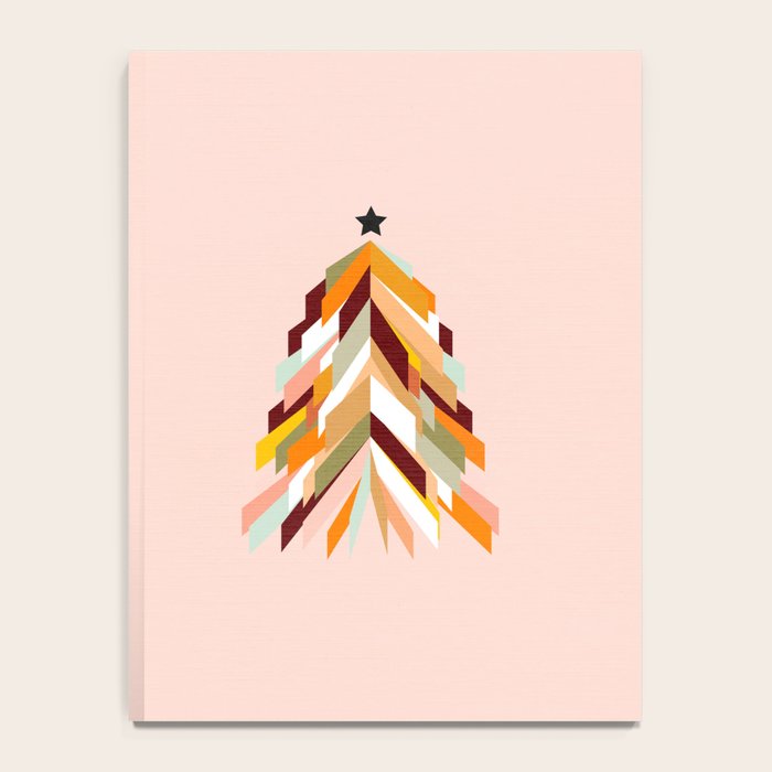 Festive Retro Christmas Tree on Peach Fuzz Notebook Gallery Image 4