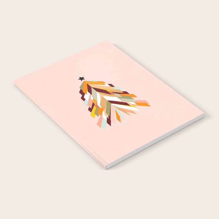 Festive Retro Christmas Tree on Peach Fuzz Notebook Gallery Image 1