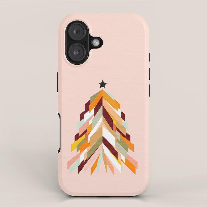 Festive Retro Christmas Tree on Peach Fuzz iPhone Case Gallery Image 1