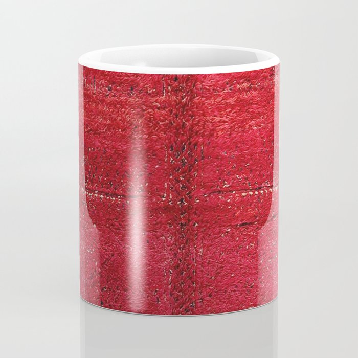 Brilliant Red Antique Moroccan Rug Print Coffee Mug Gallery Image 4