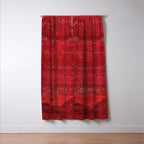 Brilliant Red Antique Moroccan Rug Print Window Curtain Gallery Image 3