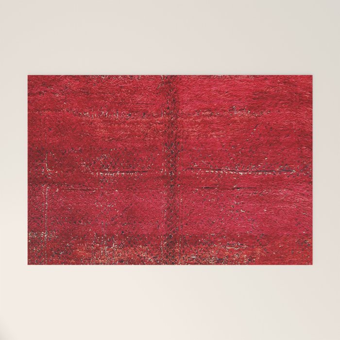 Brilliant Red Antique Moroccan Rug Print Welcome Mat Gallery Image 1