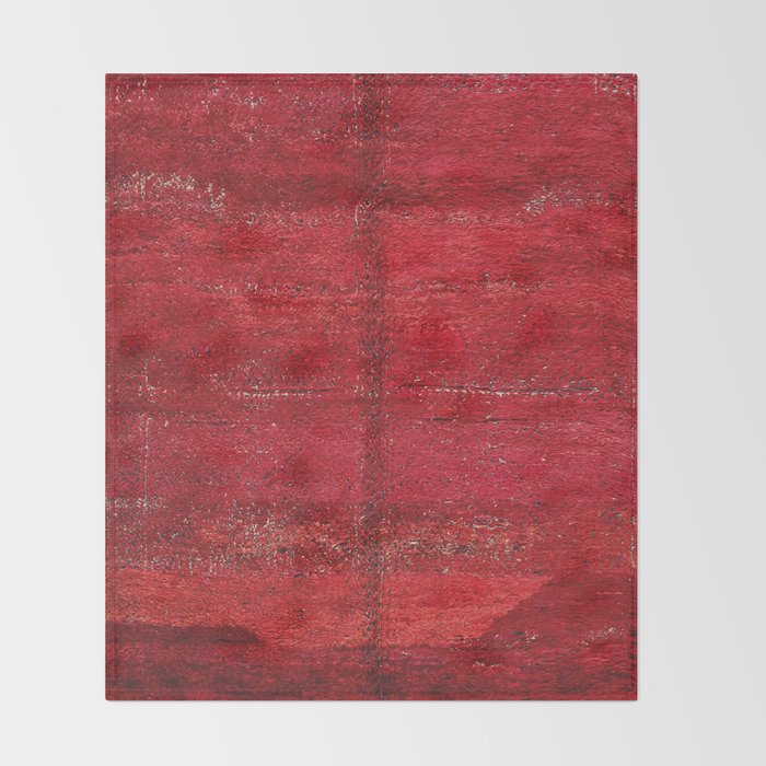 Brilliant Red Antique Moroccan Rug Print Throw Blanket Gallery Image 2