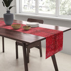 Brilliant Red Antique Moroccan Rug Print Table Runner Gallery Image 2