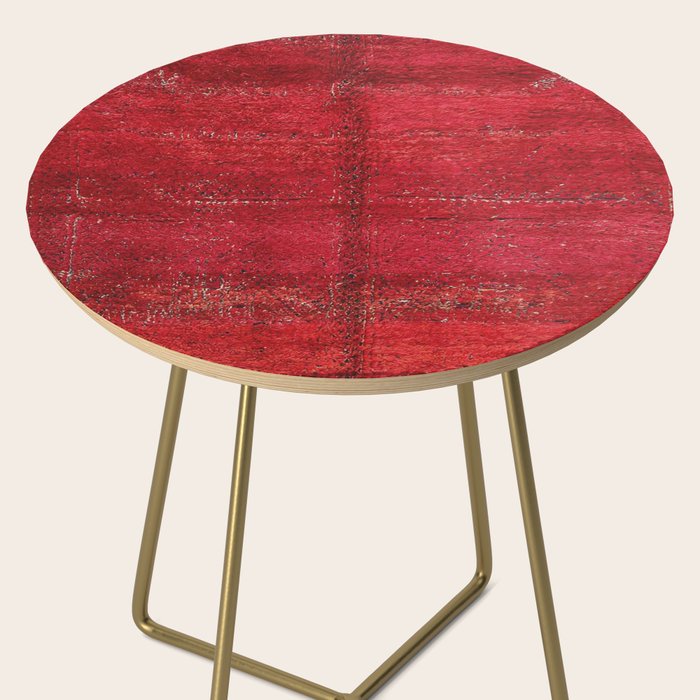 Brilliant Red Antique Moroccan Rug Print Side Table Gallery Image 2