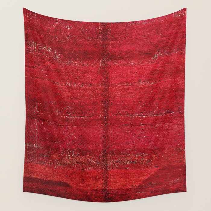 Brilliant Red Antique Moroccan Rug Print Wall Tapestry Gallery Image 4