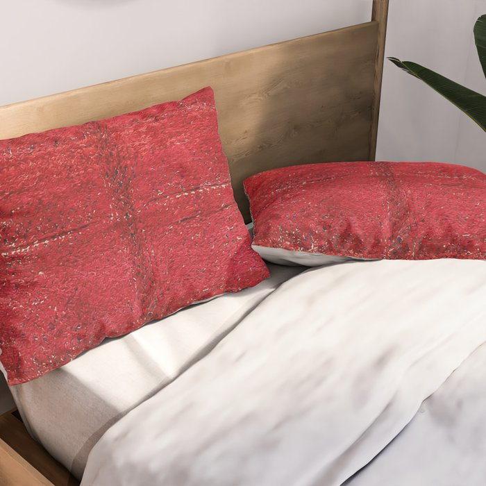 Brilliant Red Antique Moroccan Rug Print Pillow Sham Gallery Image 2