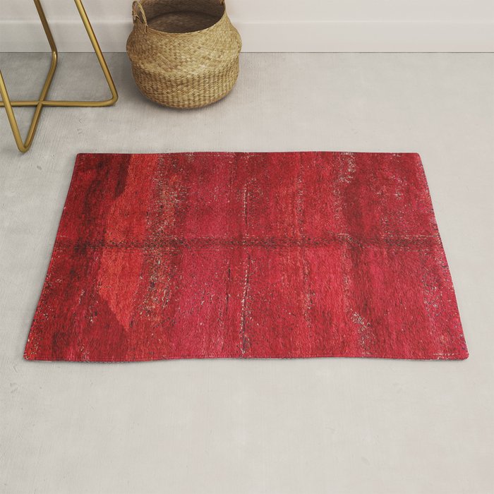 Brilliant Red Antique Moroccan Rug Print Rug Gallery Image 1