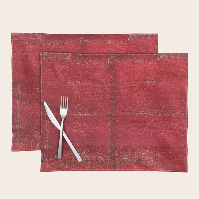 Brilliant Red Antique Moroccan Rug Print Placemat Gallery Image 1