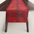 Brilliant Red Antique Moroccan Rug Print Table Runner Gallery Image 1