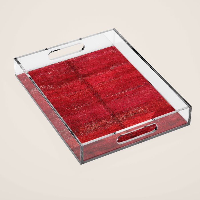 Brilliant Red Antique Moroccan Rug Print Acrylic Tray Gallery Image 1