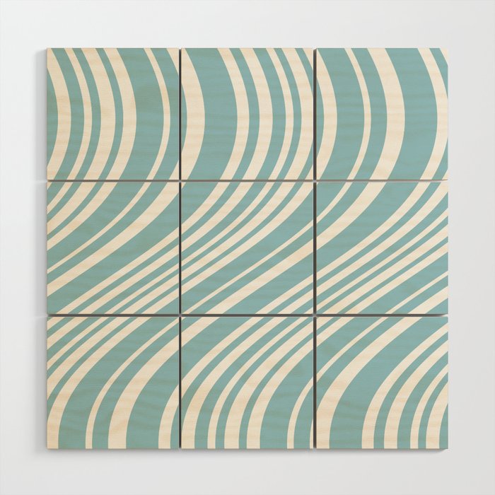 Wavy Stripes XXXV - Sky Blue Wood Wall Art Gallery Image 1