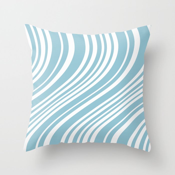 Wavy Stripes XXXV - Sky Blue Throw Pillow Gallery Image 6