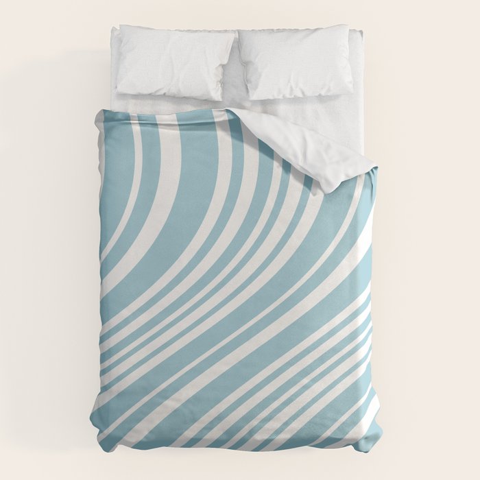 Wavy Stripes XXXV - Sky Blue Duvet Cover Gallery Image 6