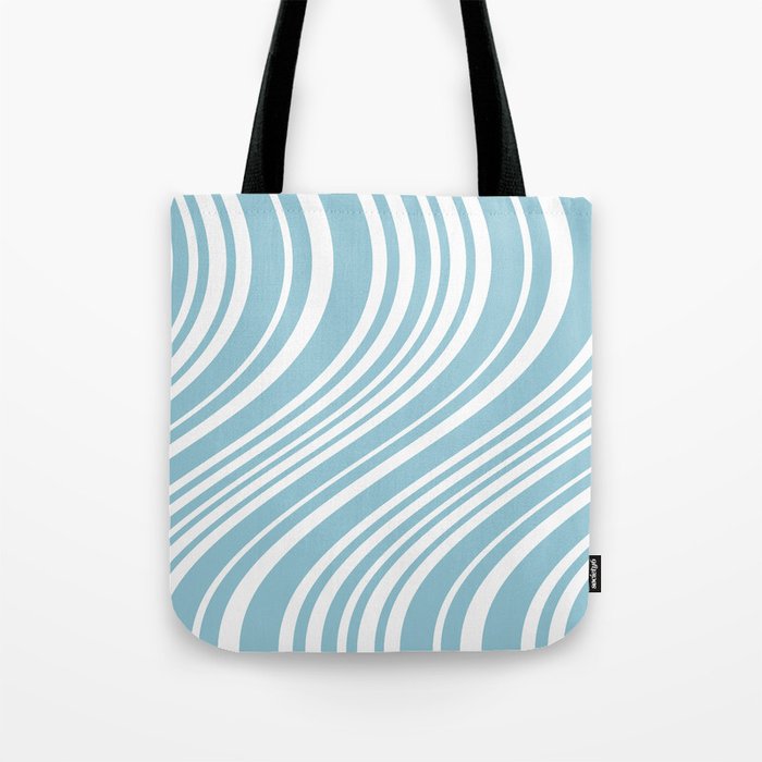 Wavy Stripes XXXV - Sky Blue Tote Bag Gallery Image 1