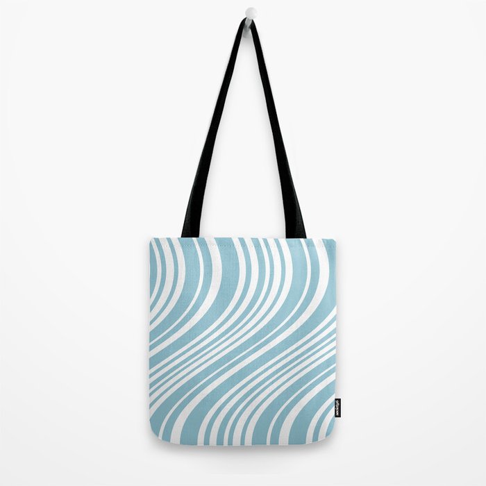 Wavy Stripes XXXV - Sky Blue Tote Bag Gallery Image 2