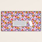 Floral Bliss - Tropical Pink Pattern Desk Mat Gallery Image 1