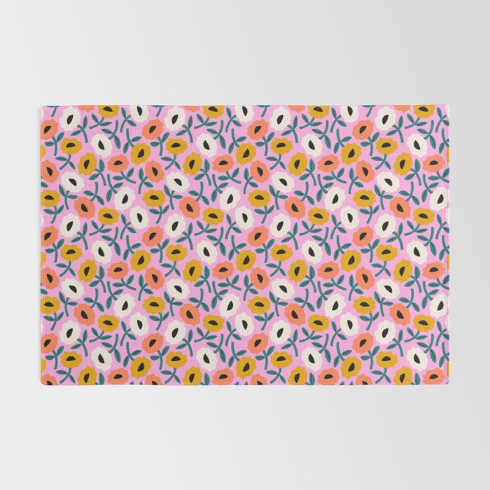 Floral Bliss - Tropical Pink Pattern Rug Gallery Image 2