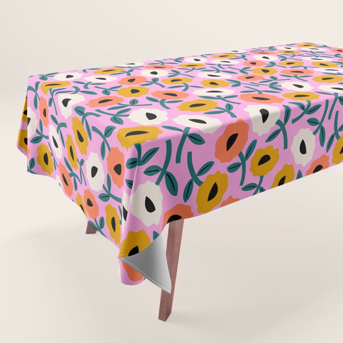 Floral Bliss - Tropical Pink Pattern Tablecloth Gallery Image 1