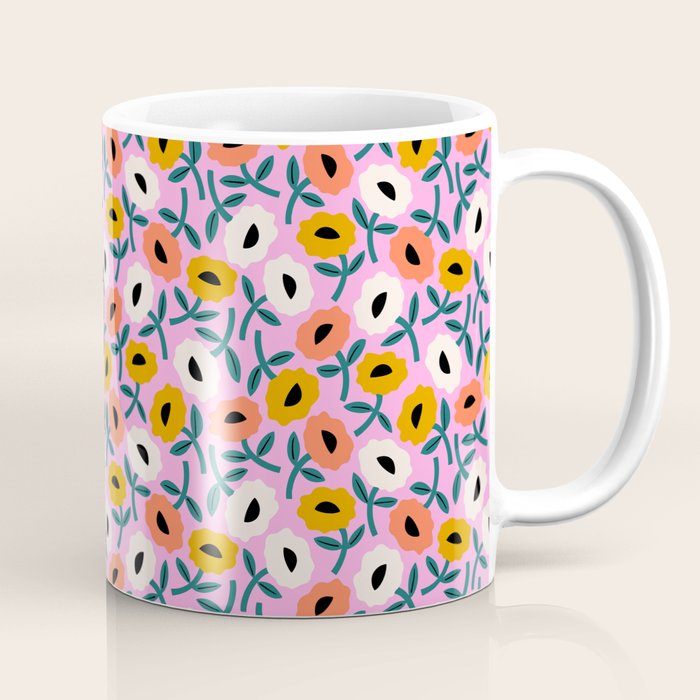 Floral Bliss - Tropical Pink Pattern Coffee Mug Gallery Image 1