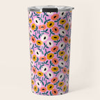 Floral Bliss - Tropical Pink Pattern Travel Mug Gallery Image 1