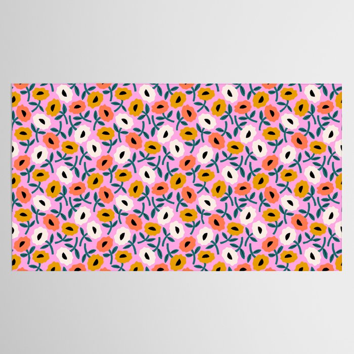 Floral Bliss - Tropical Pink Pattern Tablecloth Gallery Image 2